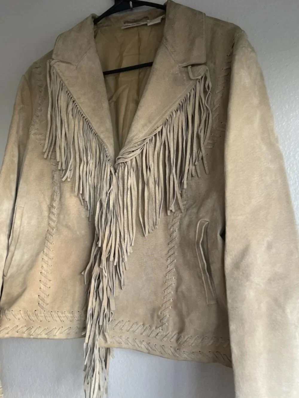 Newport News Jeanology collection 100% leather Western jacket with fringe sz 18 - Picture 4 of 14